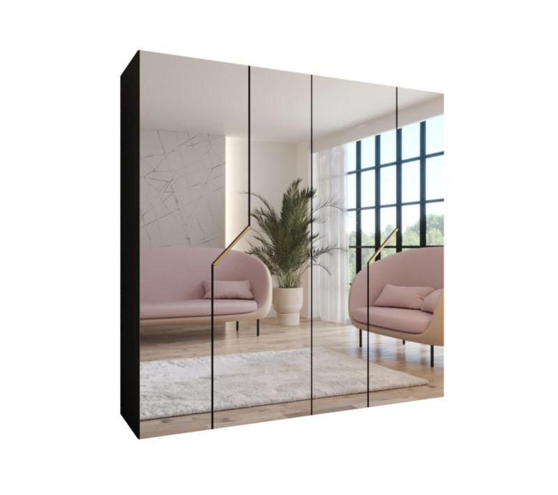 Szafa uchylna z lustrem otwierana Abiks ANDREW 3 200 wys 202 cm Czarny + Złoty 1 szt