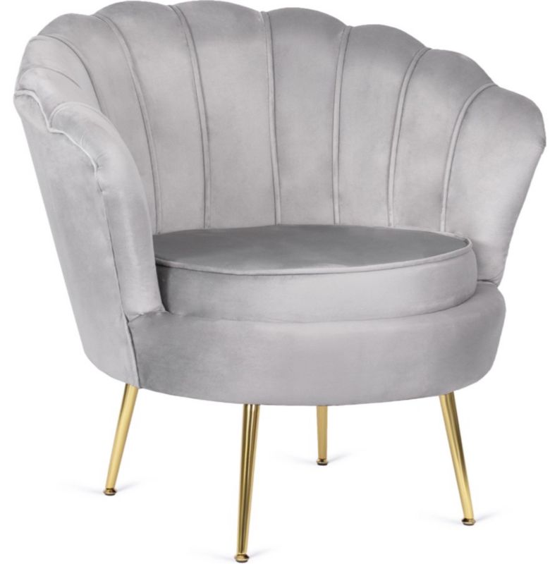 Fotel Wypoczynkowy Angel Mebel Elite Muszelka Welurowy Szary 1 szt