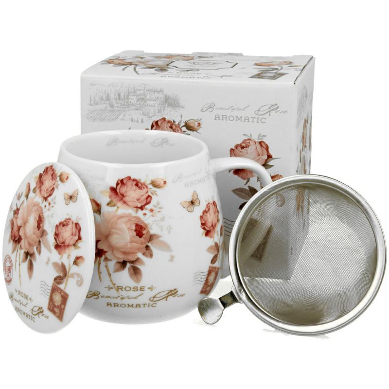 Kubek Secesja DUO porcelanowy z zaparzaczem 430 ml 1 szt.