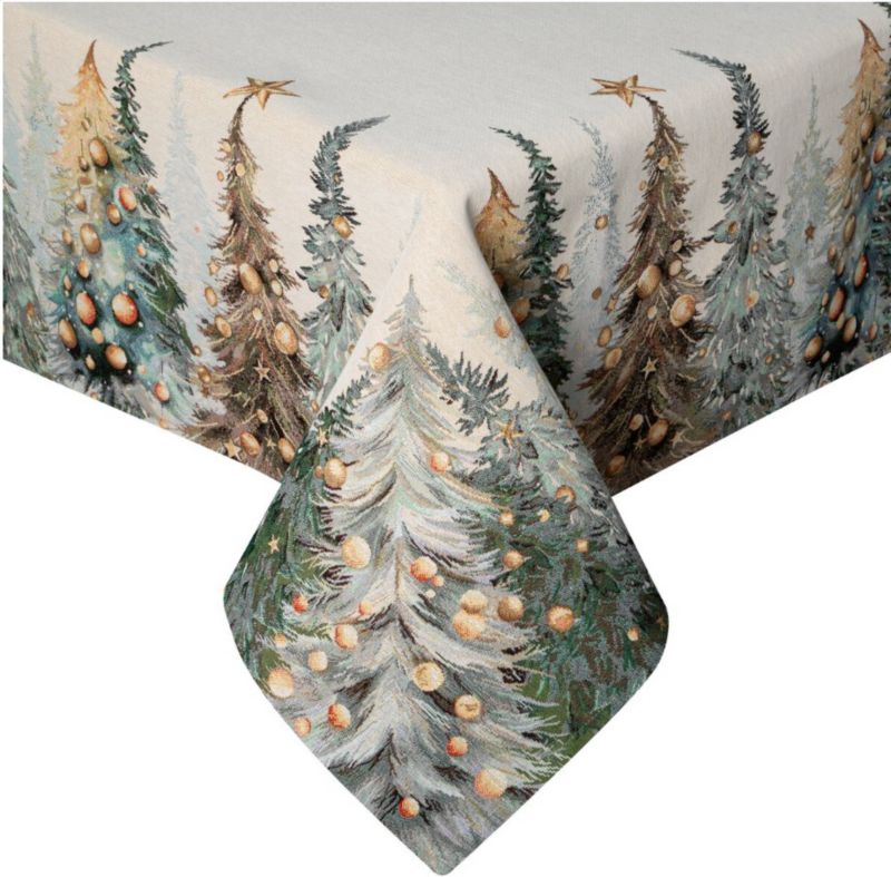 Obrus Świąteczny 1387 Eurofirany Beżowy Gobelin 140x180 cm 1 szt.