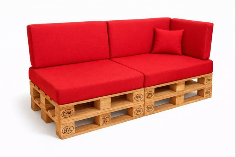 Zestaw 6 poduszke na paletę, Setgarden, 120x80x40 cm, Czerwone dwustronne poduszki ogrdowe na meble z palet z zamkiem, 1szt