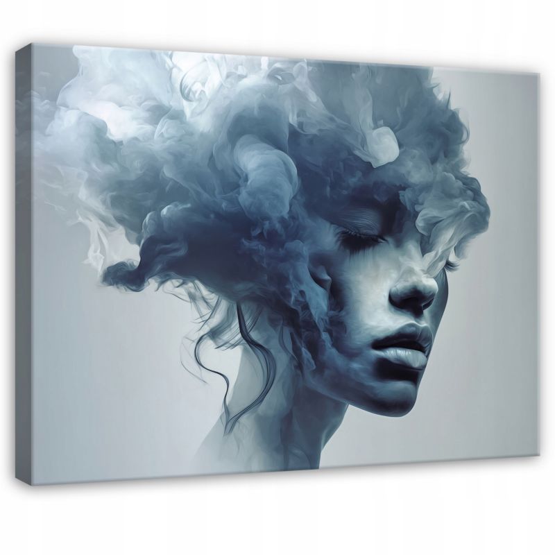 Obraz WALLARENA Do Sypialni Salonu Na Płótnie Kobieta Abstrakcja Twarz Niebieski 120x80 cm PP15965O20 1 szt.