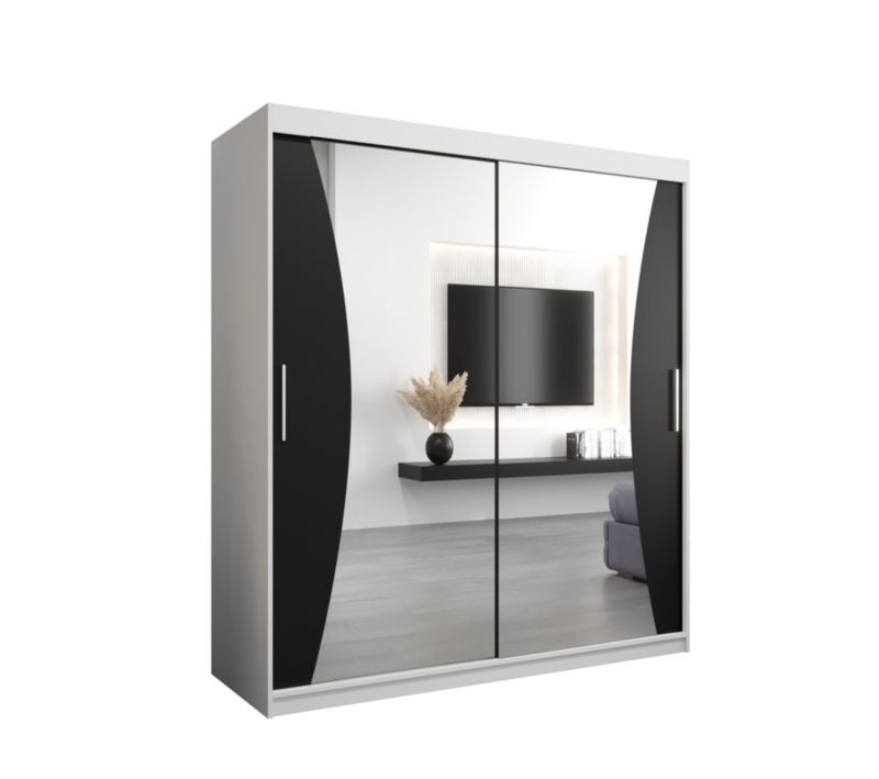 Szafa przesuwna Garderoba Abiks MONACO 180 biały mat + czarny mat 1 szt.