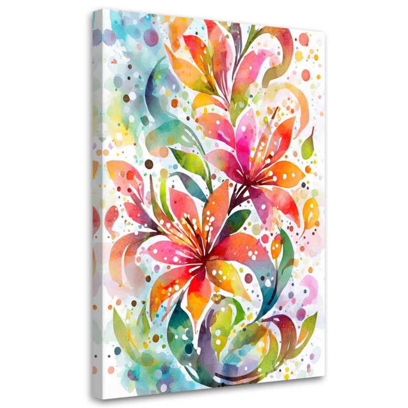 Obraz do salonu Feeby Kwiaty Lilie Akwarela Kolorowy Natura 40x60cm 1szt