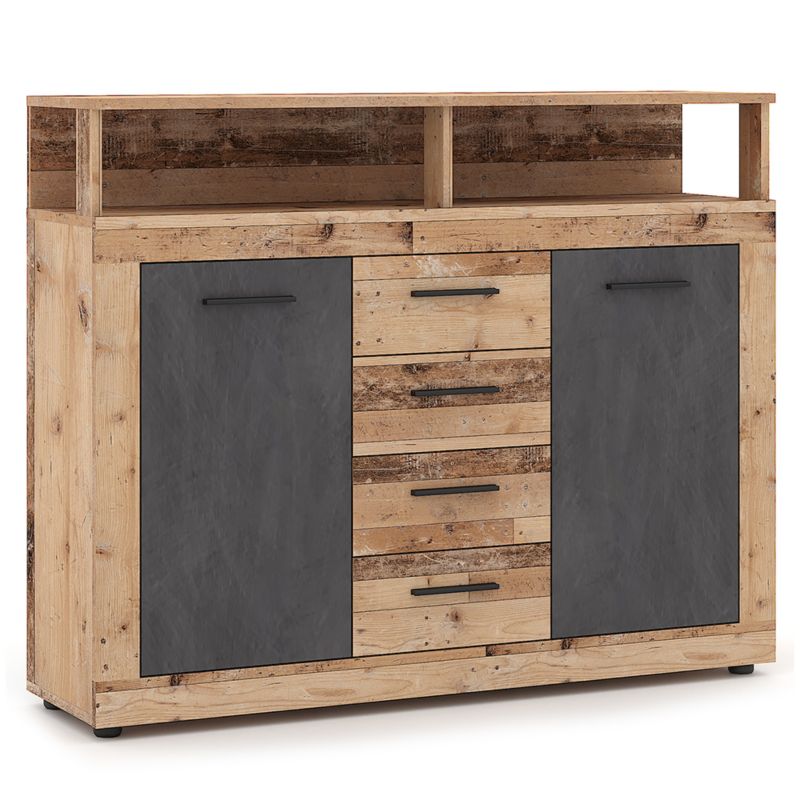 Komoda Mebel Elite z Szufladami Do Salonu Przedpokoju Dąb Grafit BLAGO 120 cm 1 szt