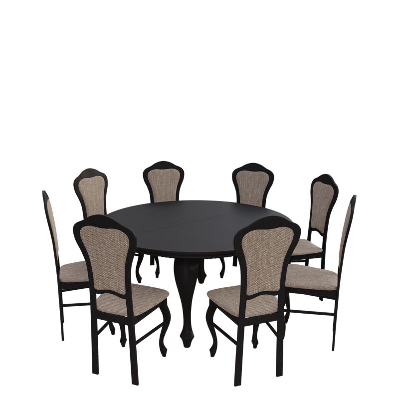 Zestaw RO26 MIRJAN 24 Stół rozkładany S19 150x150/200 + 8 krzeseł K30 wenge + jasny brąz 1 kpl.