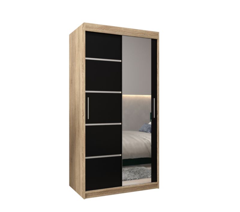 Szafa przesuwna Garderoba Abiks Verona 2 100 sonoma + czarny 1 szt.