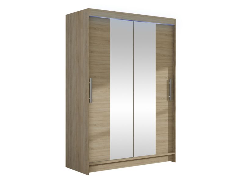 Szafa MIRJAN 24 z drzwiami przesuwnymi Miami II z oświetleniem RGB dąb sonoma/lustro 1 szt.