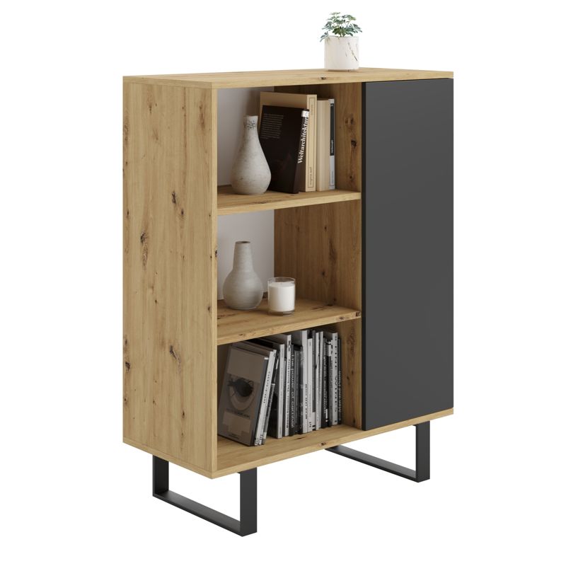 Regał witryna Kobi Fondi nogi metalowe Dąb artisan czarny 1 szt.