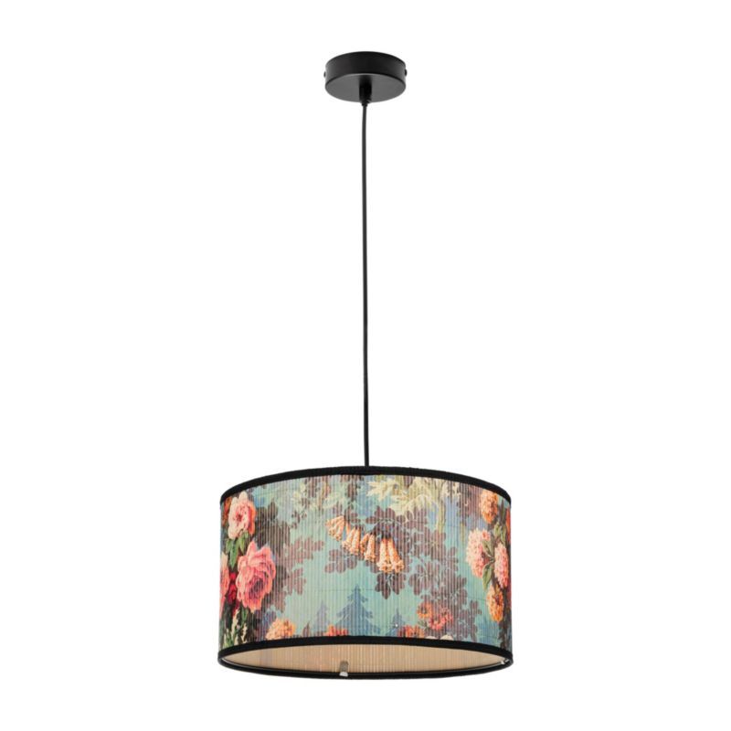 Lampa wisząca LL TOLCA E27 CL 66458 LightLogic bambusowa boho 45cm kwiatowy abażur 1 szt.