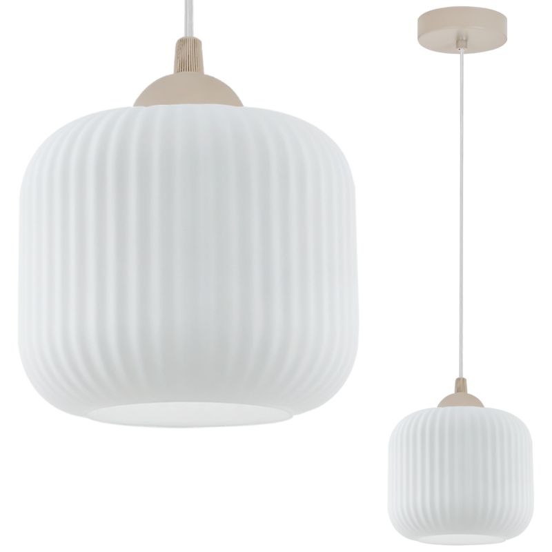 Lampa sufitowa wisząca Light Home LH Riffle walec 15cm biały 1x E27 kaszmirowy 1szt.