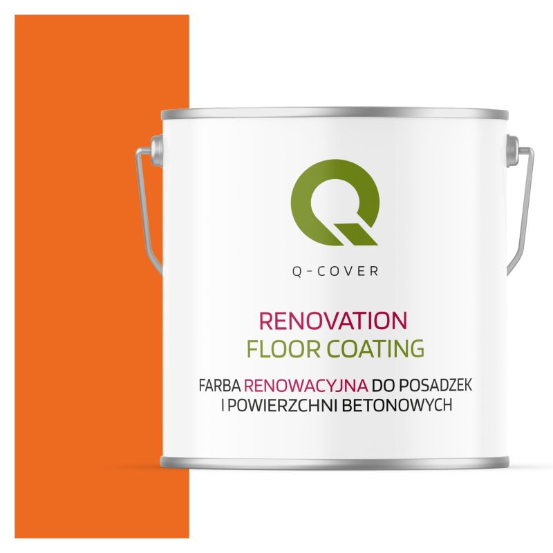 Farba Renowacyjna do Posadzek i Powierzchni Betonowych Q-Cover Jasnoczerwony Pomarańczowy RAL2008 Satyna 5L