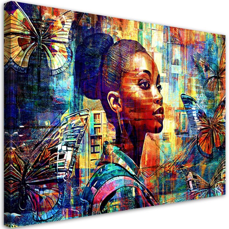 Obraz do salonu pokoju nowoczesny Feeby Afrykańska Kobieta Glamour Kolorowy 60x40cm 1szt