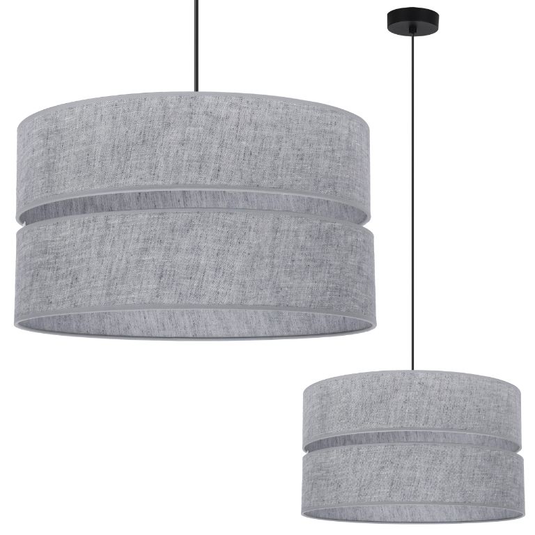 Lampa sufitowa wisząca Light Home LH Len Duo 1x E27 60W klosz 40cm czarny/szary 1szt.