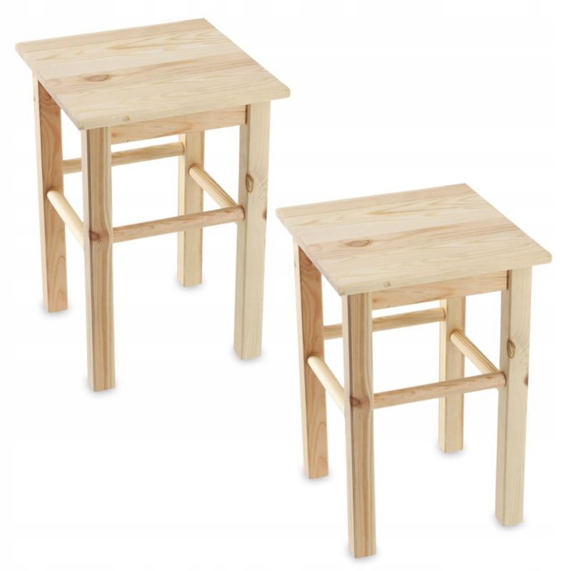 Taboret KADAX Drewniany Kuchenny Stołek Krzesło 44cm Taborety Solidny Sosnowy 2 szt.