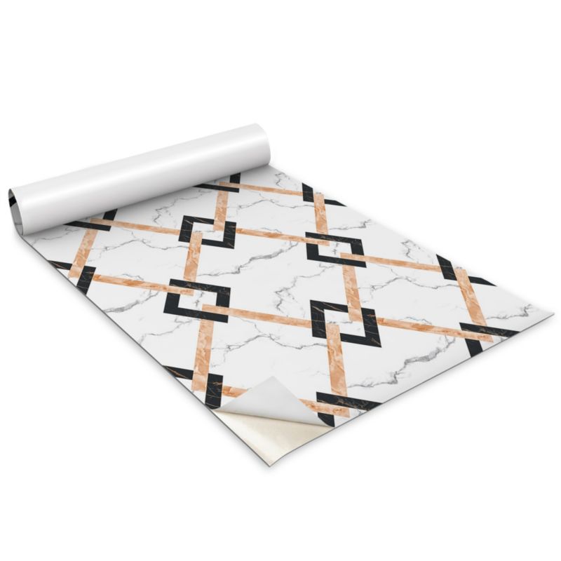 Okleina Meblowa Do Sypialni I Garderoby Wallfluent 100x50 cm Marmur i kwadraty Okleina Na Biurko I Regał 1 rol.