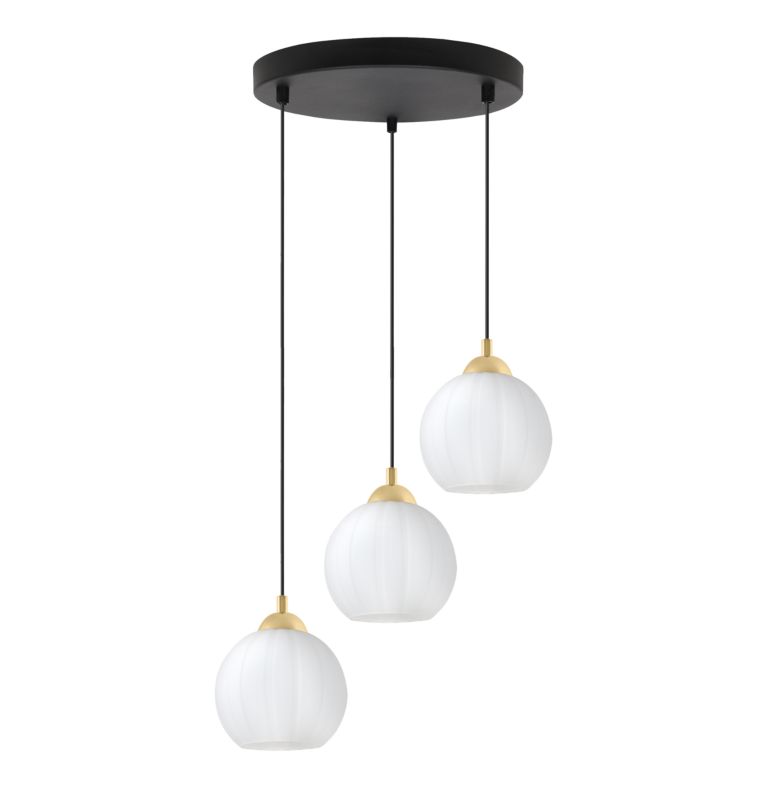 Lampa sufitowa wisząca Light Home LH Riffle okrągła 3x E27 60W czarny/biały/złoty 1szt.