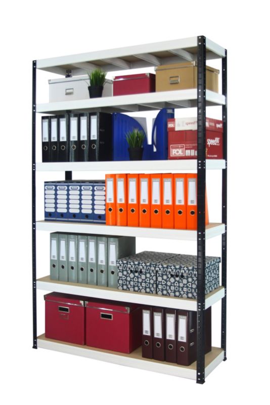 Regał metalowy MODO24 magazynowy czarno-biały helios 213x150x50cm 6 półek po 275 kg 1 szt.