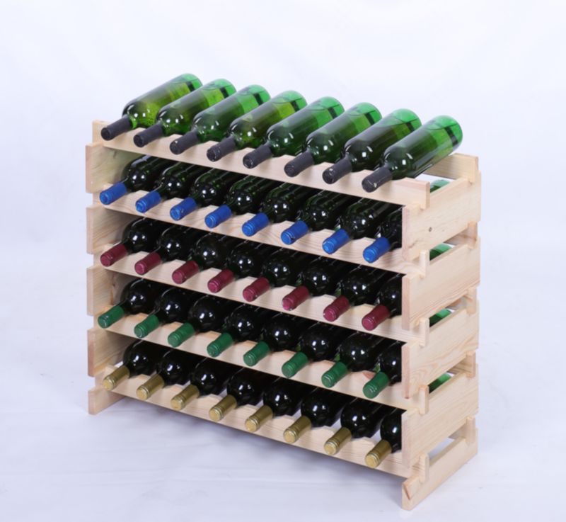 Stojak na wino MODO24 regał modułowy na butelki 5 leżni x 8 butelek montaż bez narzędzi naturalne drewno 1 szt.