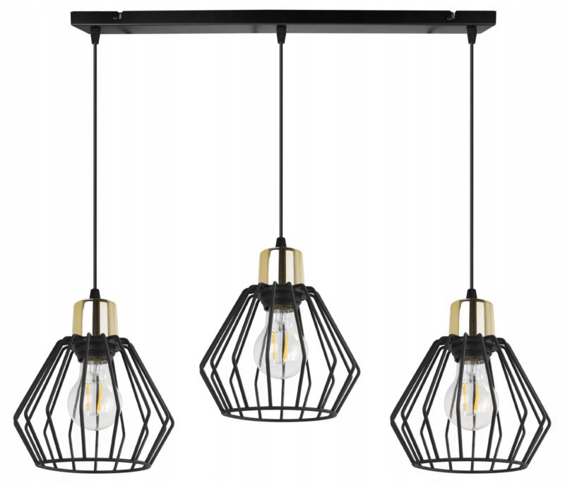 Lampa sufitowa wisząca Light Home LH Nuvola 3x E27 60W czarny/złoty 1szt.