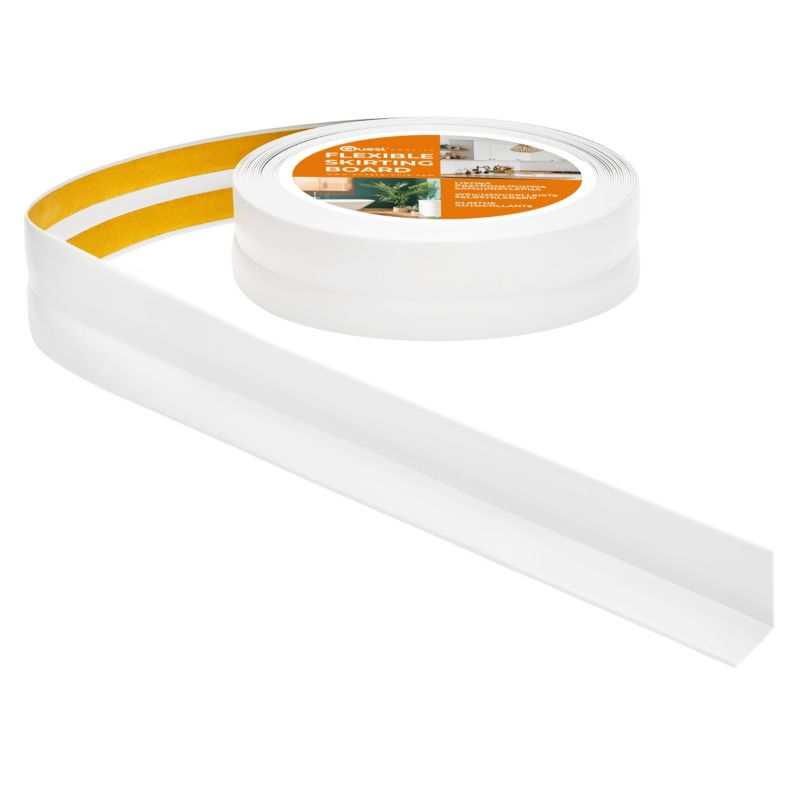 Listwa wykończeniowa QUEST PCV 15x15 mm, Samoprzylepna Elastyczna Miękka Taśma Dekoracyjna - biały, 25m