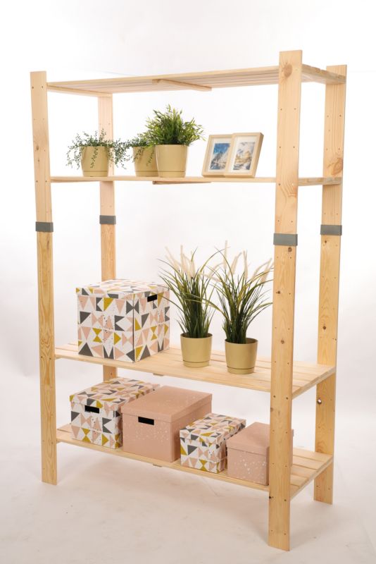 Regał drewniany MODO24 sosnowy naturalne drewno 179x120x50 cm 4 półki 1 szt.