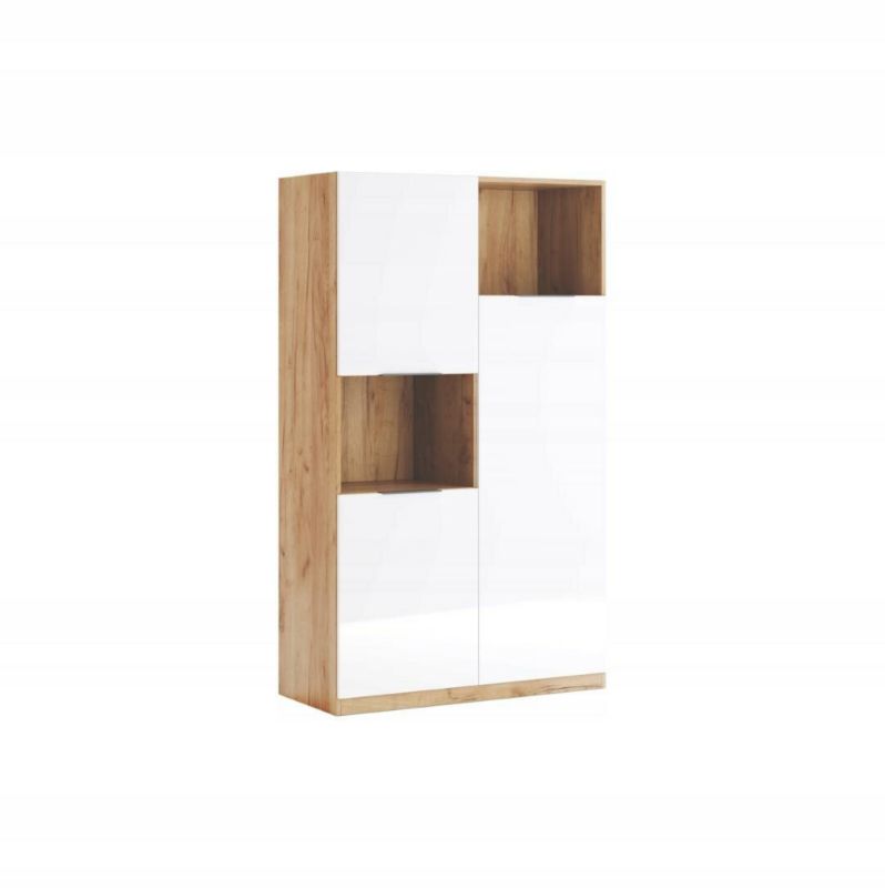 Regał na książki Tissa INTESI biały połysk dąb craft nowoczesny do salonu i sypialni 160 cm 1 szt.