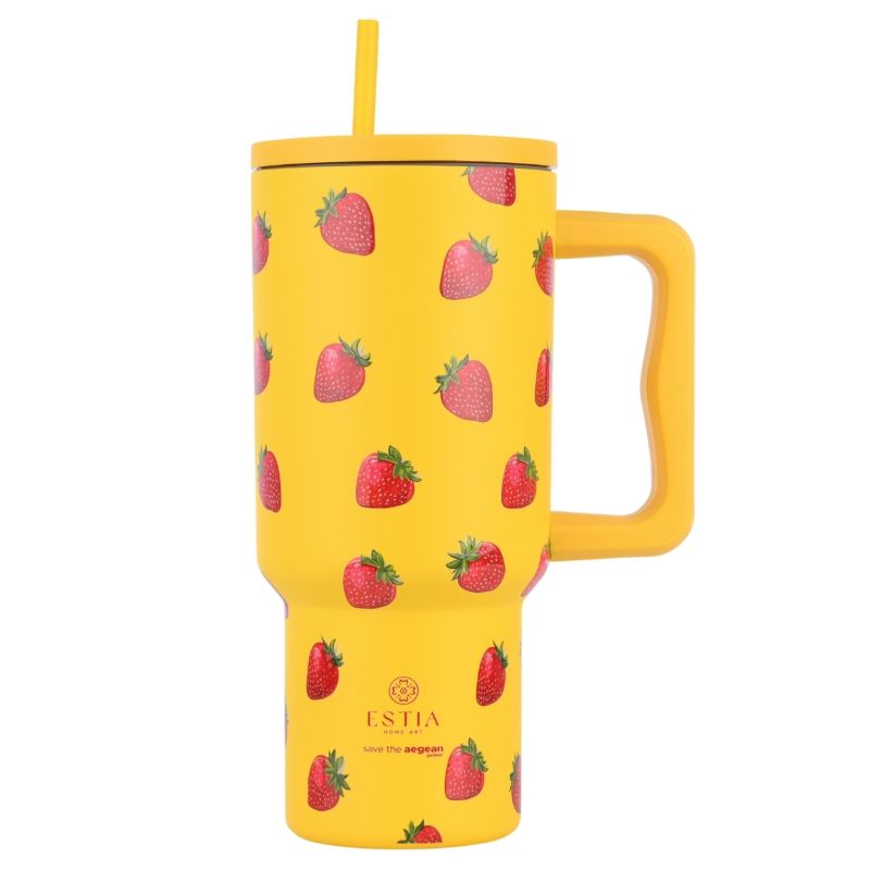 Kubek Termiczny Ze Słomką Berry Bright Estia Stal Nierdzewna Żółty 900 Ml 1 Szt.
