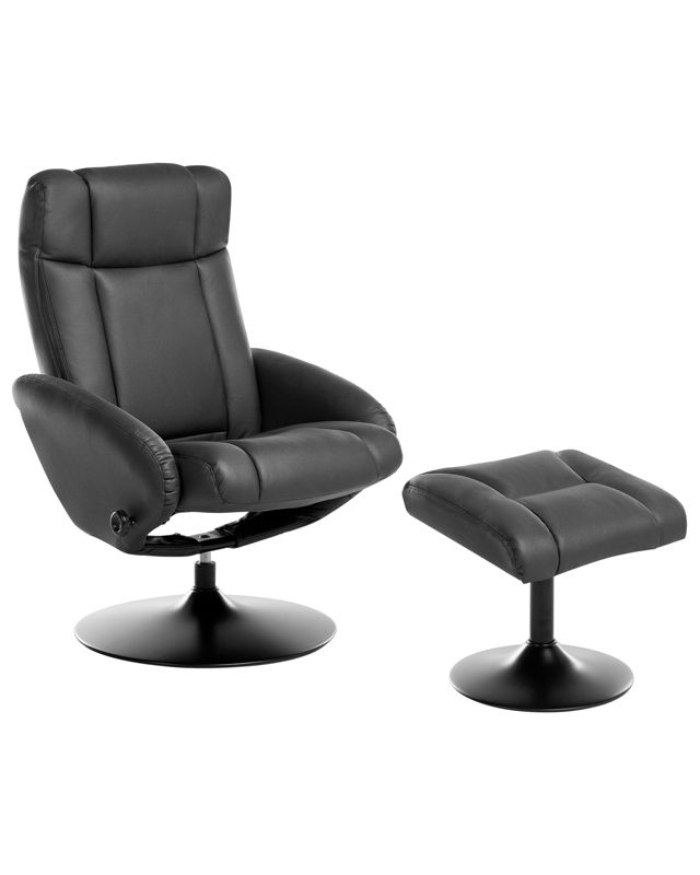 Rozkładany fotel Apate Ekoskóra Czarny 1 kpl