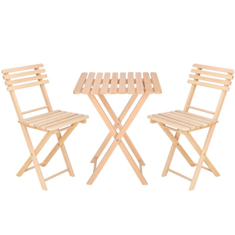 Meble ogrodowe drewniane Springos 2 krzesła i stół na balkon składane 1 kpl.