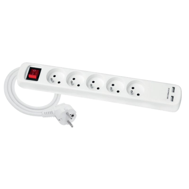 Przedłużacz Elgotech z wyłącznikiem 5 Gniazd z uziemieniem 5 m 2xUSB 1 szt.