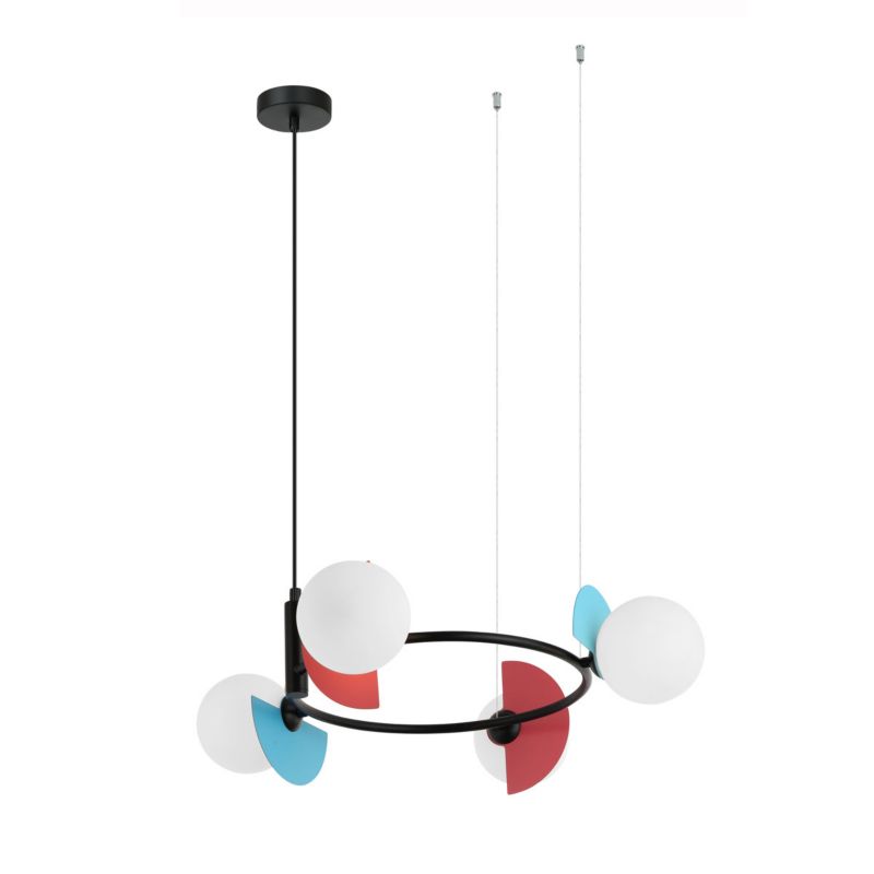 Lampa wisząca Italux Nauti 0240 niebiesko-różowa-biała-czarna dekoracyjna 4xG9 x 1 szt.