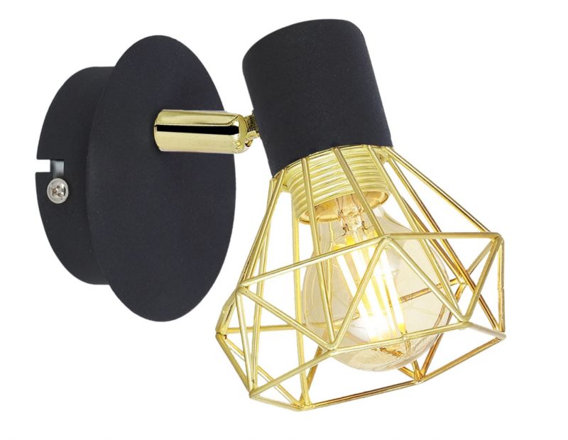 Kinkiet ścienny Candellux Verve czarny-mosiądz-złoty 1 x E14 x 40W IP20 wym: 12 x 15 x 9 cm - 1 szt.