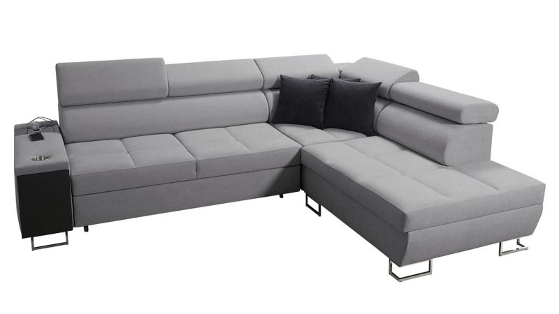 Narożnik z barkiem MIRJAN 24 Morena VII prawy jasny szary + czarny 1 szt.