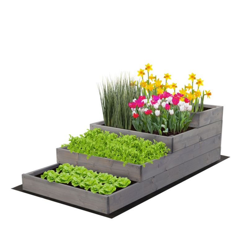 Skrzynia na warzywa MODO24 warzywnik szeroka wysoka 36x60x120 cm szara impregnacja 1 szt.