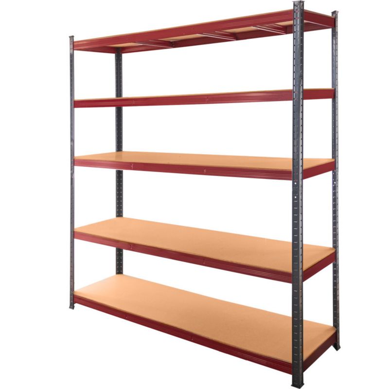Regał Mega-M Basic Plus magazynowy metalowy warsztatowy 180x150x45 cm 5 półek MDF grafitowy/czerwony 1375kg 1szt.