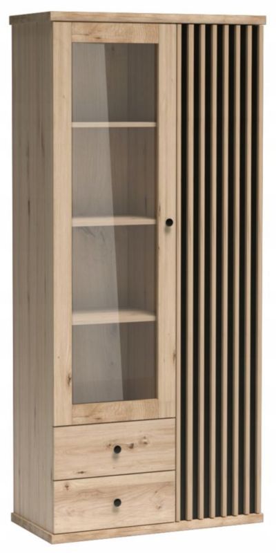 Szafa Witryna Furnidea 86 cm dąb artisan czarny lamelowa CALI 1 szt.