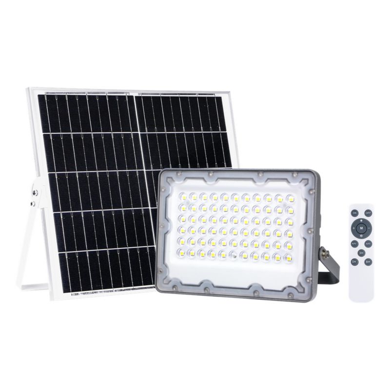 Naświetlacz solarny LED Eko-Light szary LED 100W 6000K 950lm z pilotem IP65 wym: 37 x 34 x 6 cm aluminium - 1 szt.