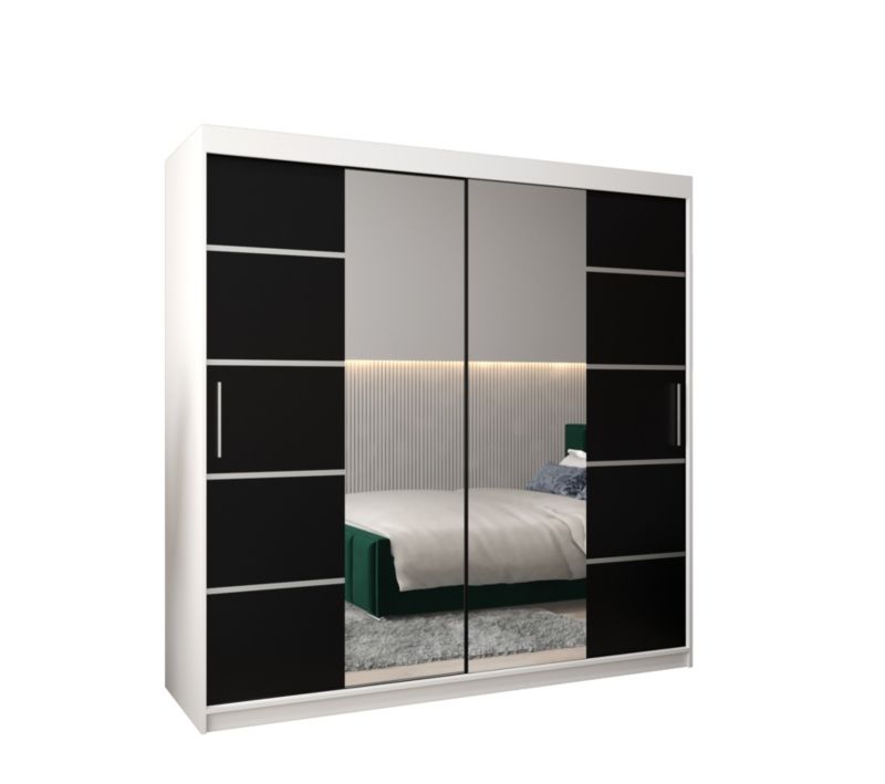 Szafa przesuwna Garderoba Abiks Verona 4 200 biały + czarny 1 szt.