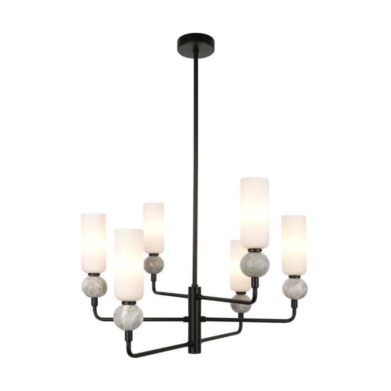 Lampa wisząca Italux SANTOS czarna matowa 6xG9x40W wym:80x55x55cm IP20 -1 szt.