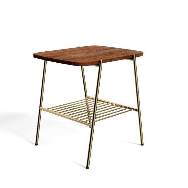 Stolik kawowy Devon prostokątny INTESI drewniany mango orzech włoski z półką glamour do salonu 1 szt.