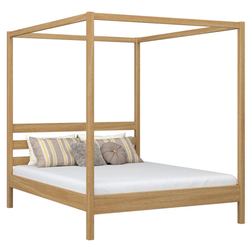 Dębowe łóżko N-WOOD podwójne z baldachimem N01 dąb naturalny 200x200 1szt.