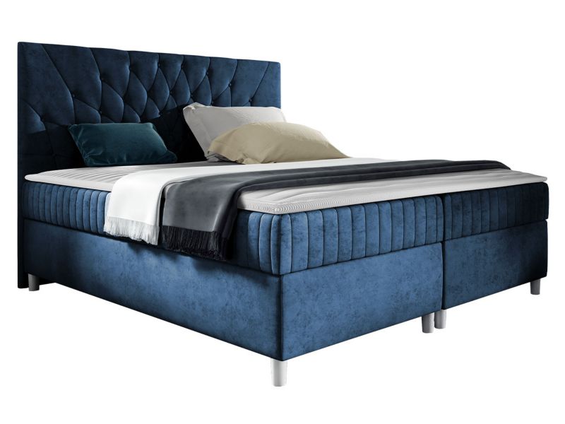 Łóżko kontynentalne MIRJAN 24 Prowansja 180x200 szafirowy plusz 1 szt.