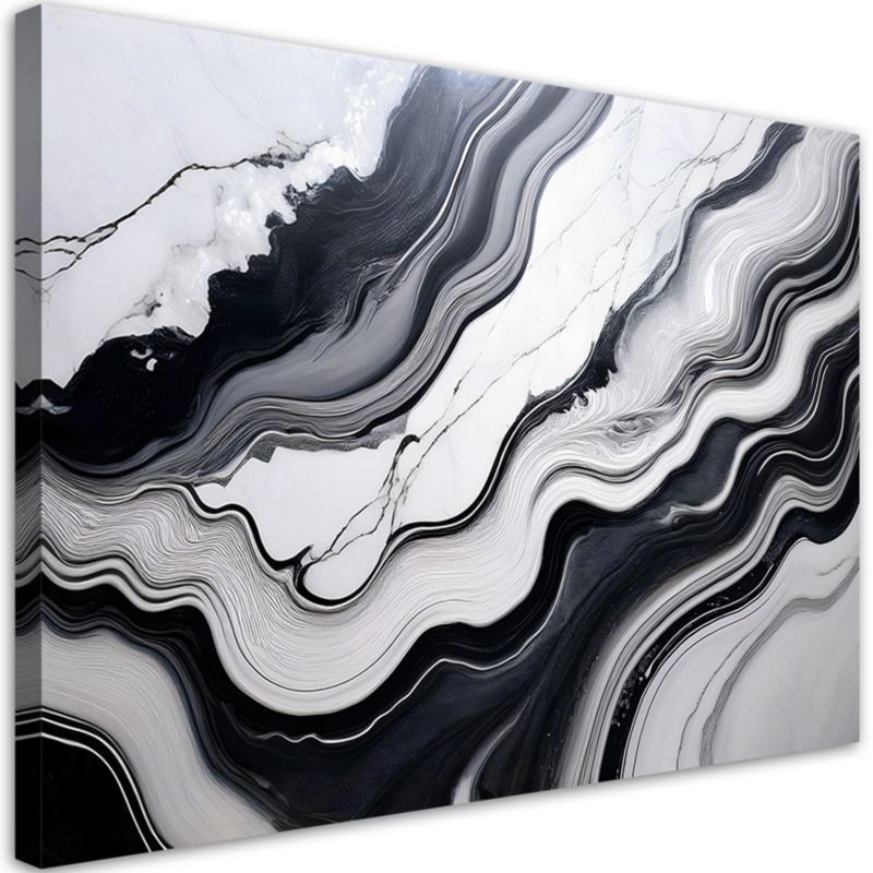 Obraz na płótnie Feeby Czarno Biały Marmur Abstrakcja 90x60cm 1szt