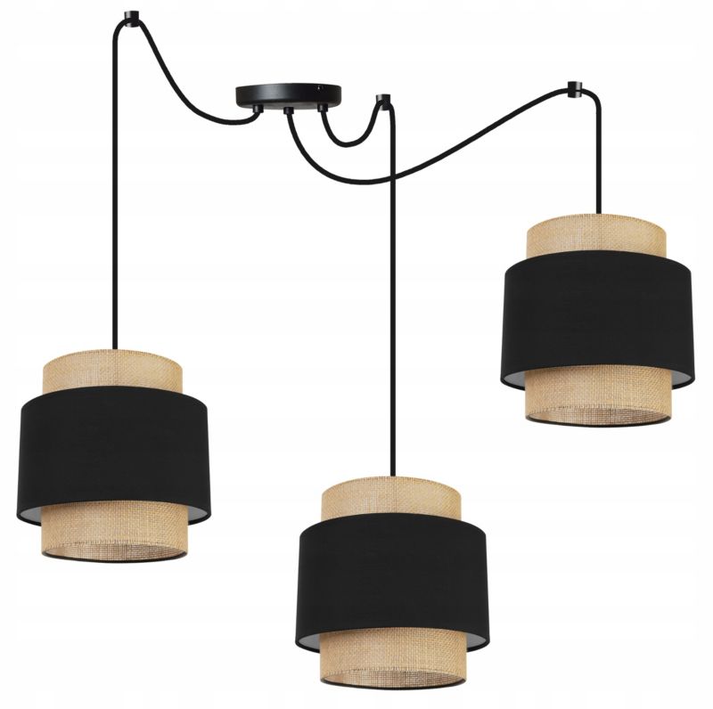Lampa sufitowa wisząca Light Home LH Boho Juta Pająk 3x E27 60W czarny 1szt.