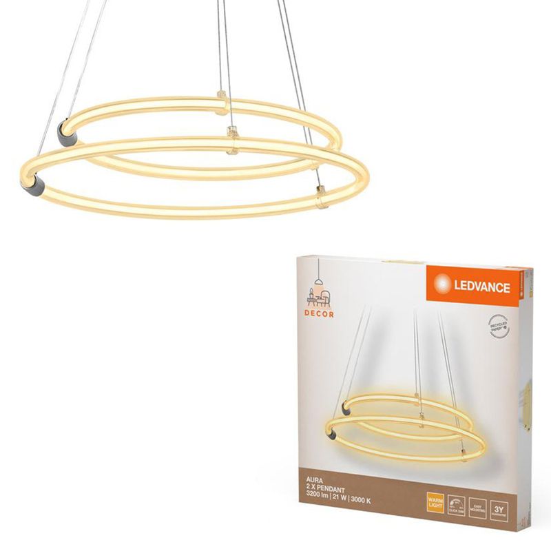 Lampa Sufitowa Leedvance Wisząca Dekoracyjna LED 21W 2400lm 3000K Ściemnialna Zwis Szary 1 szt.