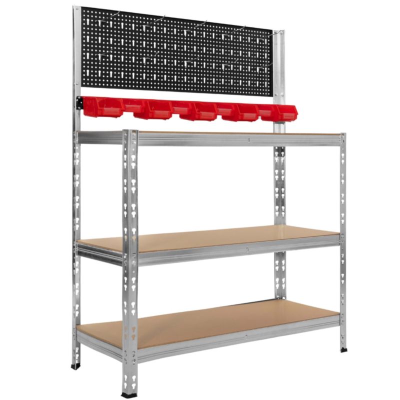 Stół warsztatowy Springos 136x101x40 cm obciążenie 620 kg blat roboczy, narzędziowy z półkami do garażu 1 szt.