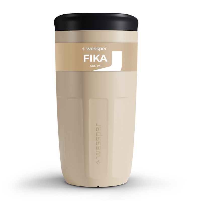 Kubek wielorazowy, Wessper B3 FIKA, do kawy, herbaty, na wynos, bez BPA, 400ml, beżowy, 1szt.