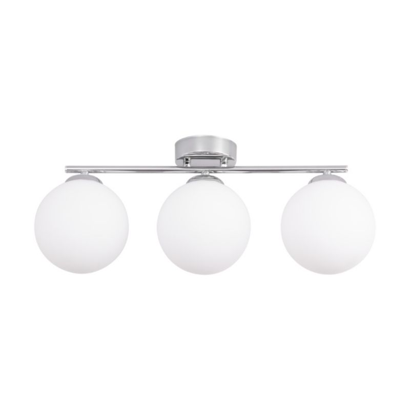 Lampa Sufitowa SPOT Light 3xE14 Max.25W Klasyczne Połączenie Chromu z Białym Szkłem, Polski Producent, 1 szt.