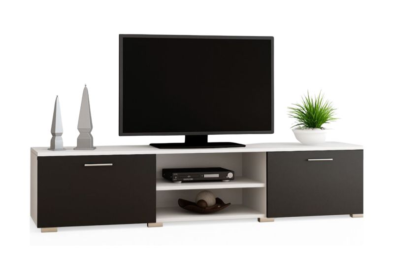 Szafka RTV Kobi RONI 150 cm - Biały / Czarny 1 szt.